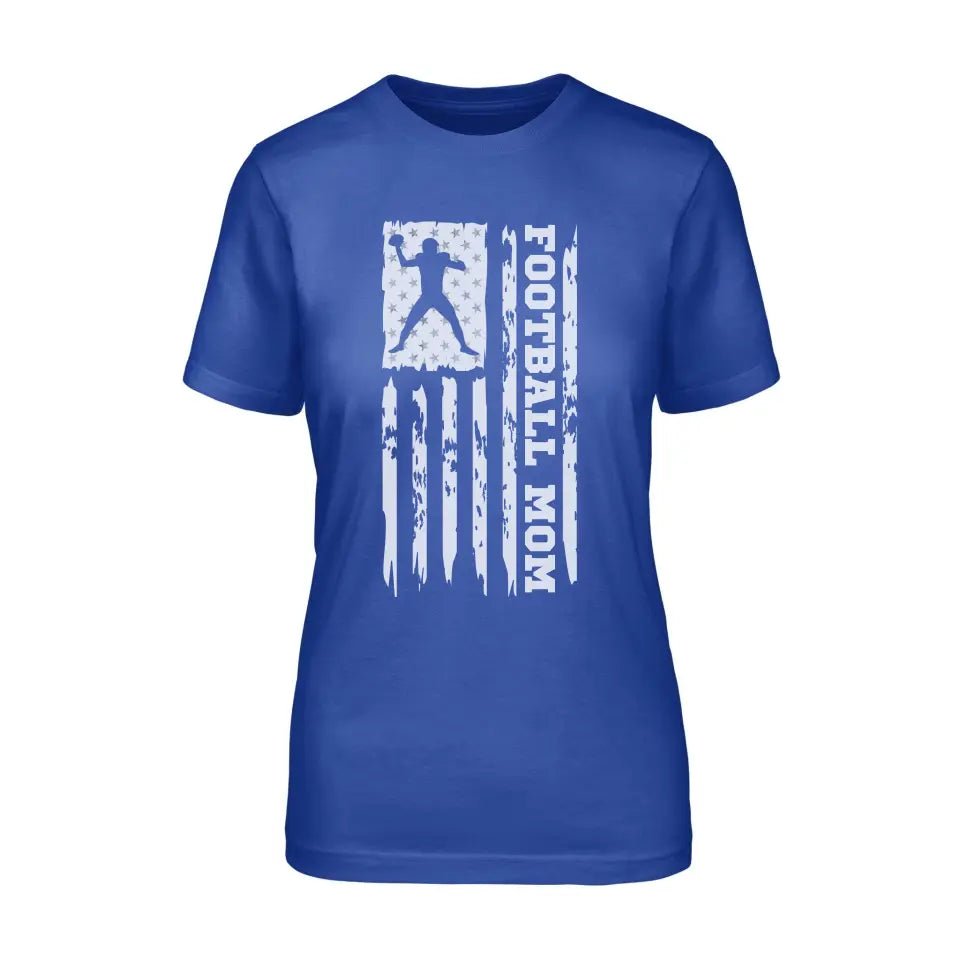 Football Mom Vertical Flag on a Unisex T-Shirt with a White Graphic