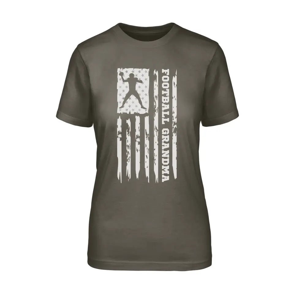 Football Grandma Vertical Flag on a Unisex T-Shirt with a White Graphic