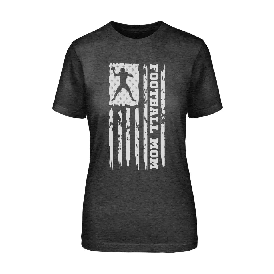 Football Mom Vertical Flag on a Unisex T-Shirt with a White Graphic