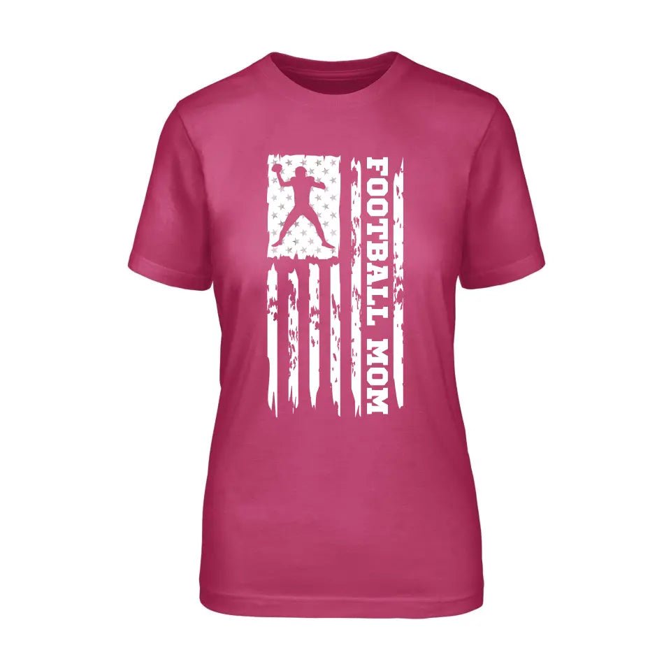 Football Mom Vertical Flag on a Unisex T-Shirt with a White Graphic
