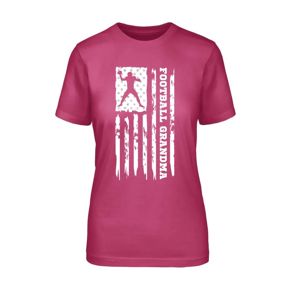 Football Grandma Vertical Flag on a Unisex T-Shirt with a White Graphic