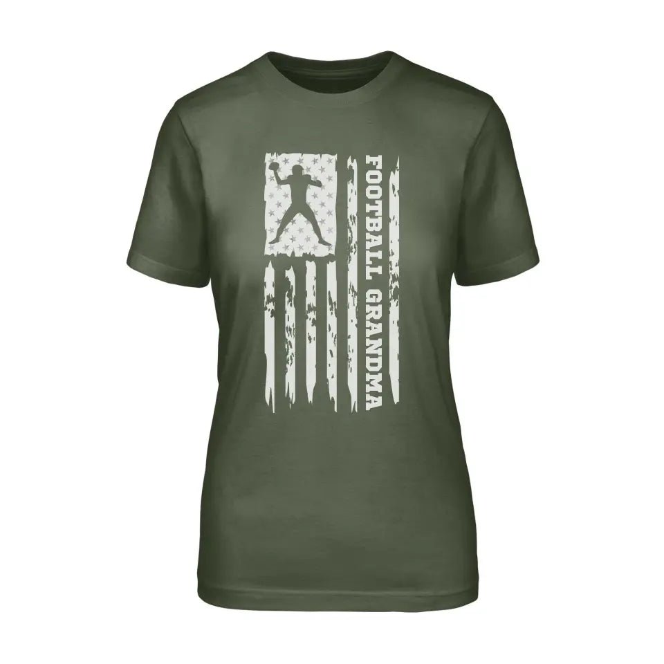 Football Grandma Vertical Flag on a Unisex T-Shirt with a White Graphic