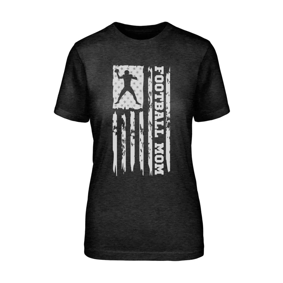 Football Mom Vertical Flag on a Unisex T-Shirt with a White Graphic