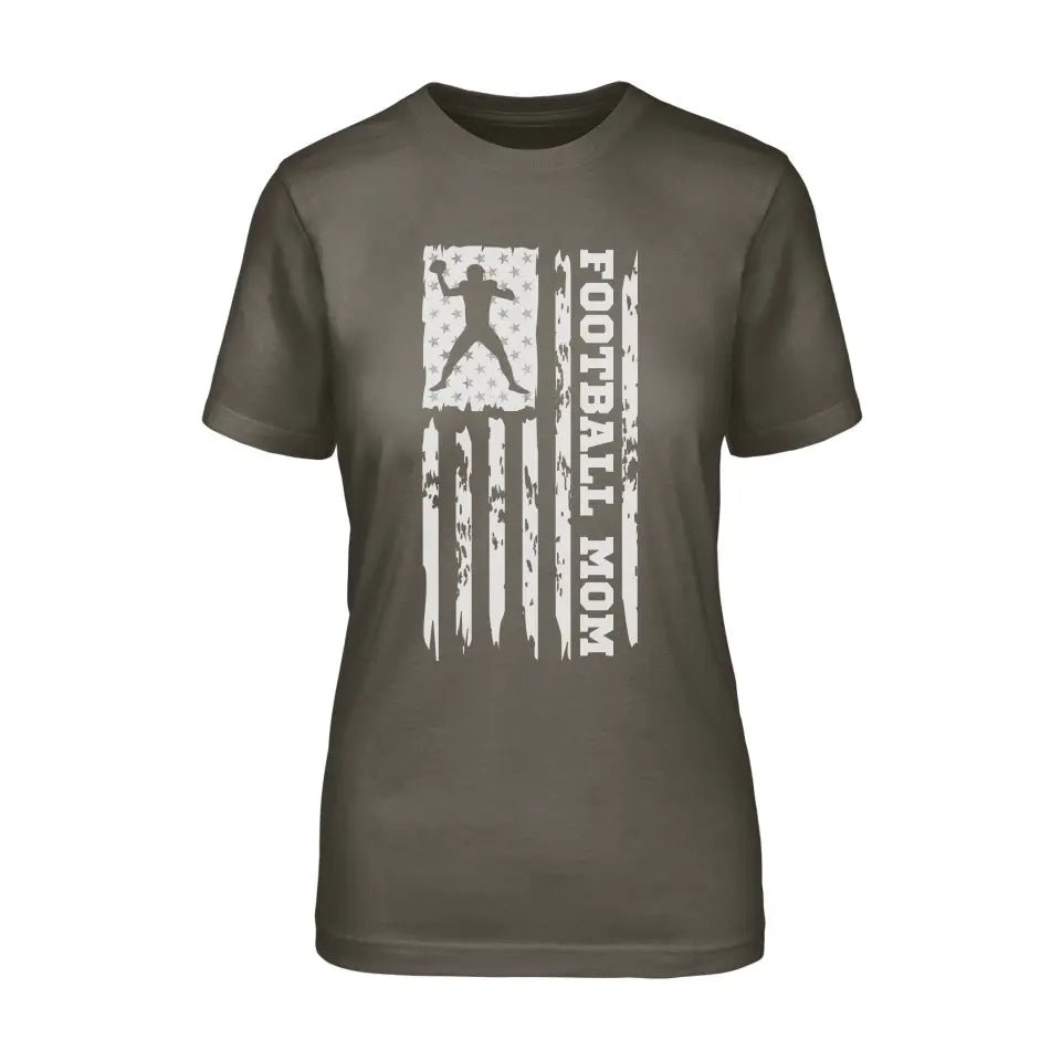 Football Mom Vertical Flag on a Unisex T-Shirt with a White Graphic