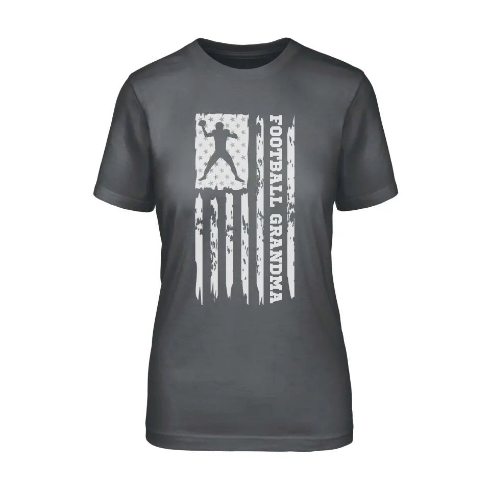 Football Grandma Vertical Flag on a Unisex T-Shirt with a White Graphic