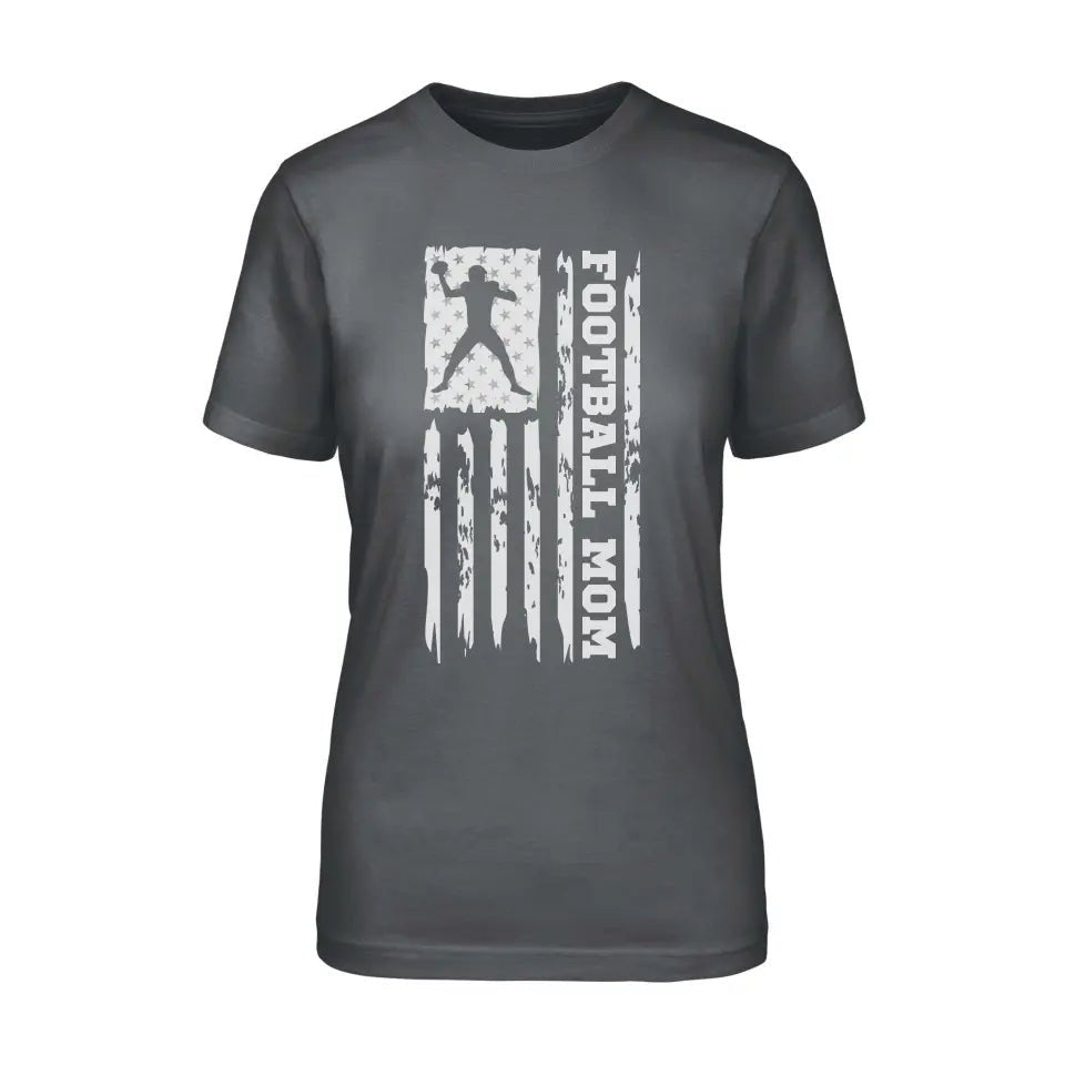 Football Mom Vertical Flag on a Unisex T-Shirt with a White Graphic