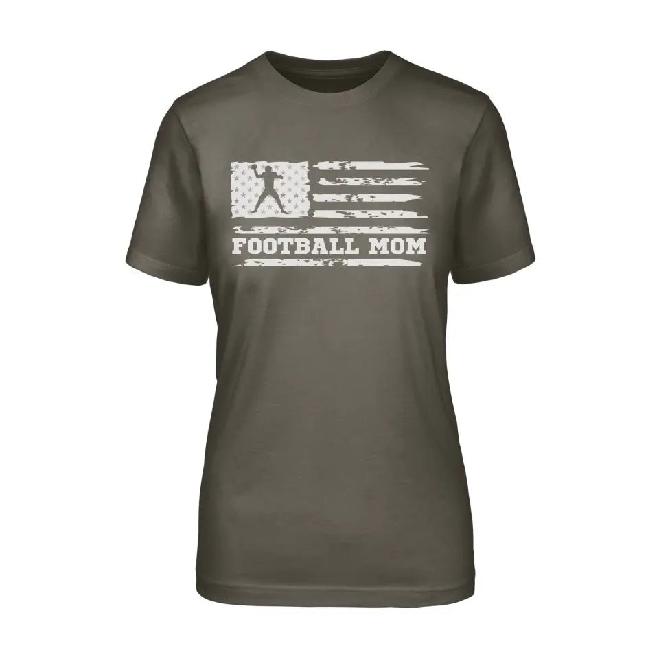 Football Mom Horizontal Flag on a Unisex T-Shirt with a White Graphic