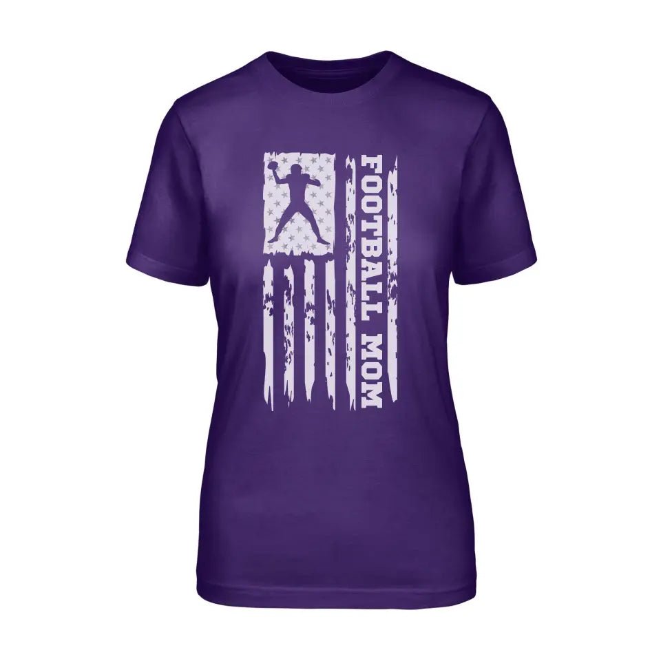 Football Mom Vertical Flag on a Unisex T-Shirt with a White Graphic