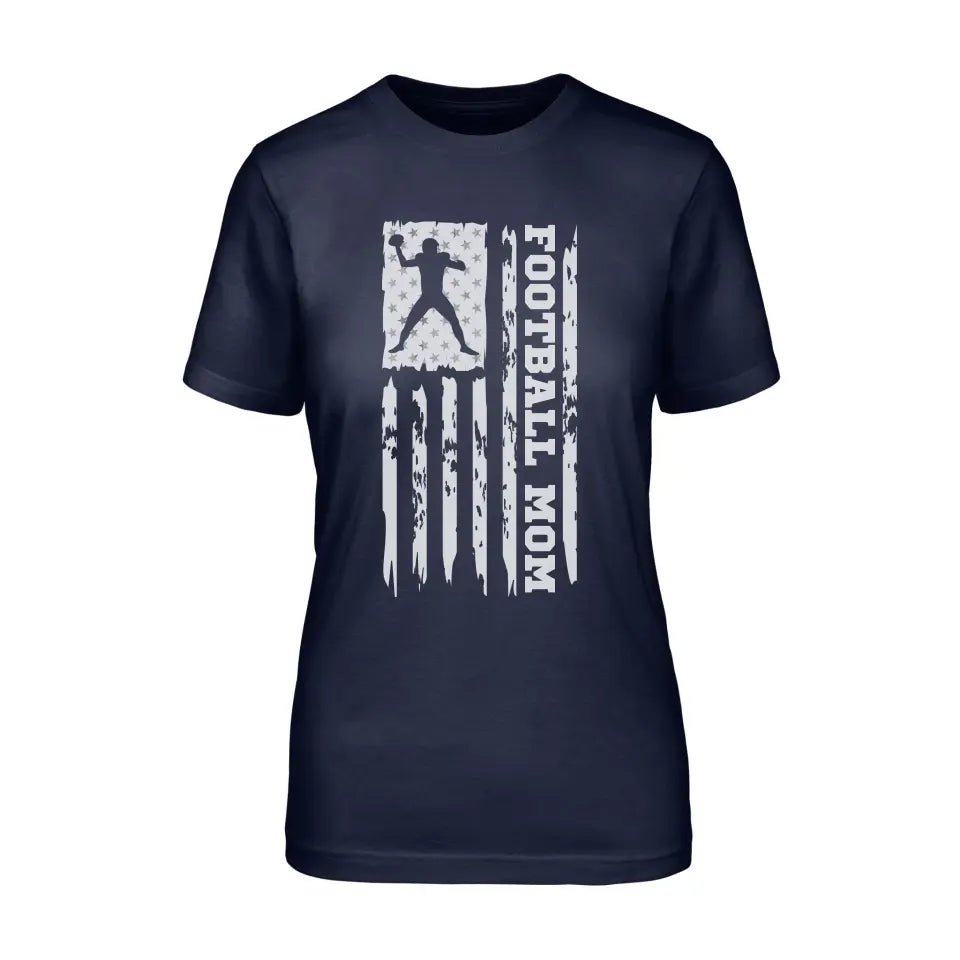 Football Mom Vertical Flag on a Unisex T-Shirt with a White Graphic