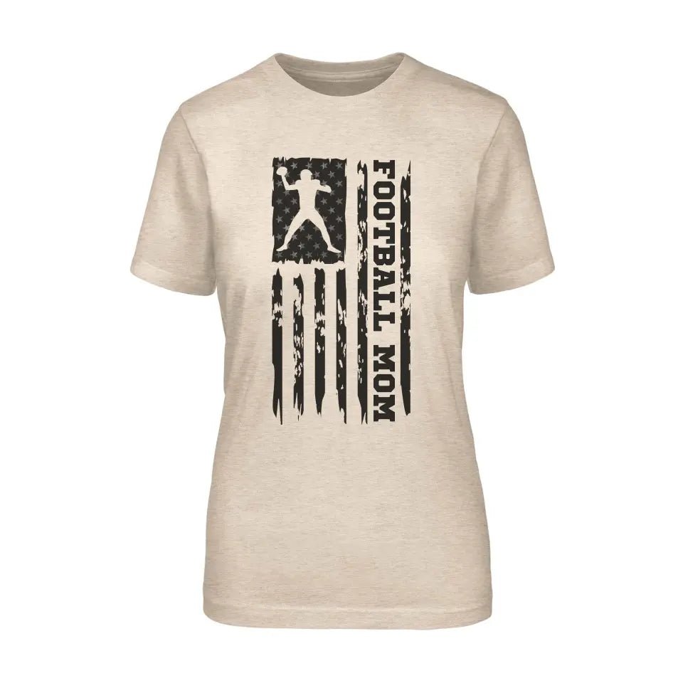Football Mom Vertical Flag on a Unisex T-Shirt with a Black Graphic