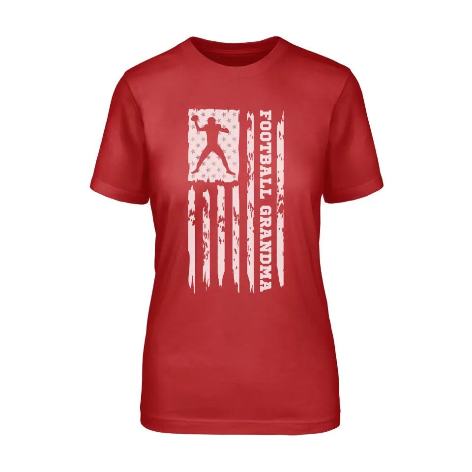 Football Grandma Vertical Flag on a Unisex T-Shirt with a White Graphic