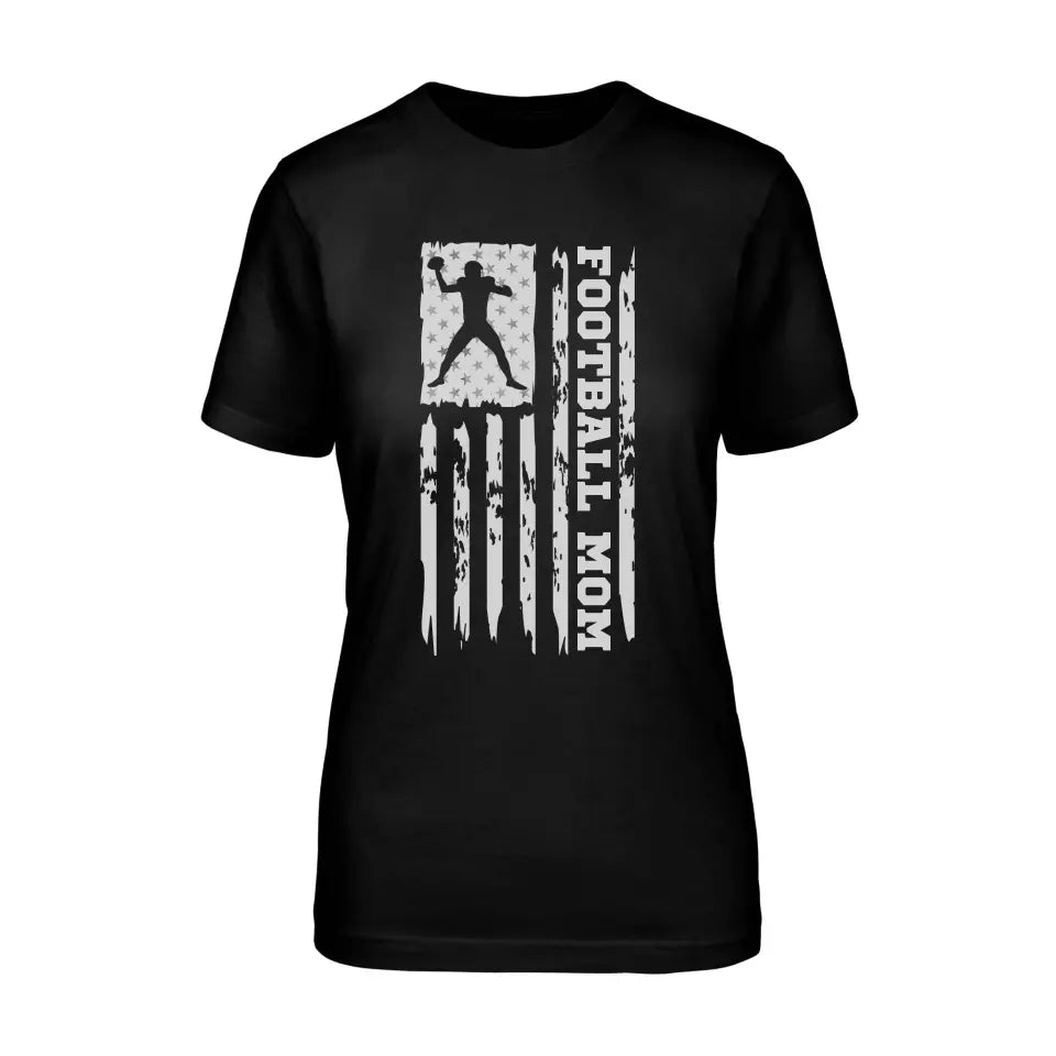 Football Mom Vertical Flag on a Unisex T-Shirt with a White Graphic