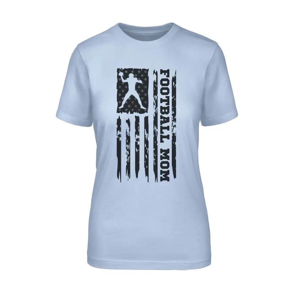 Football Mom Vertical Flag on a Unisex T-Shirt with a Black Graphic