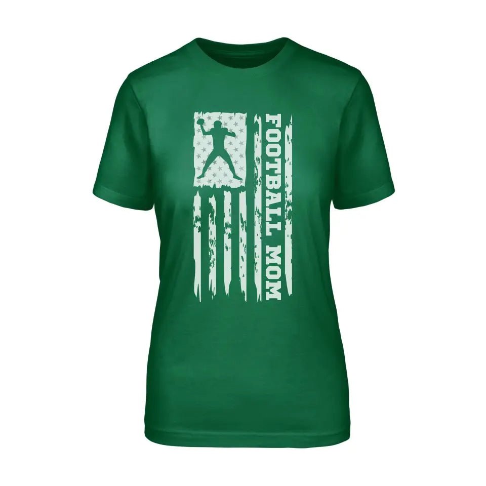 Football Mom Vertical Flag on a Unisex T-Shirt with a White Graphic
