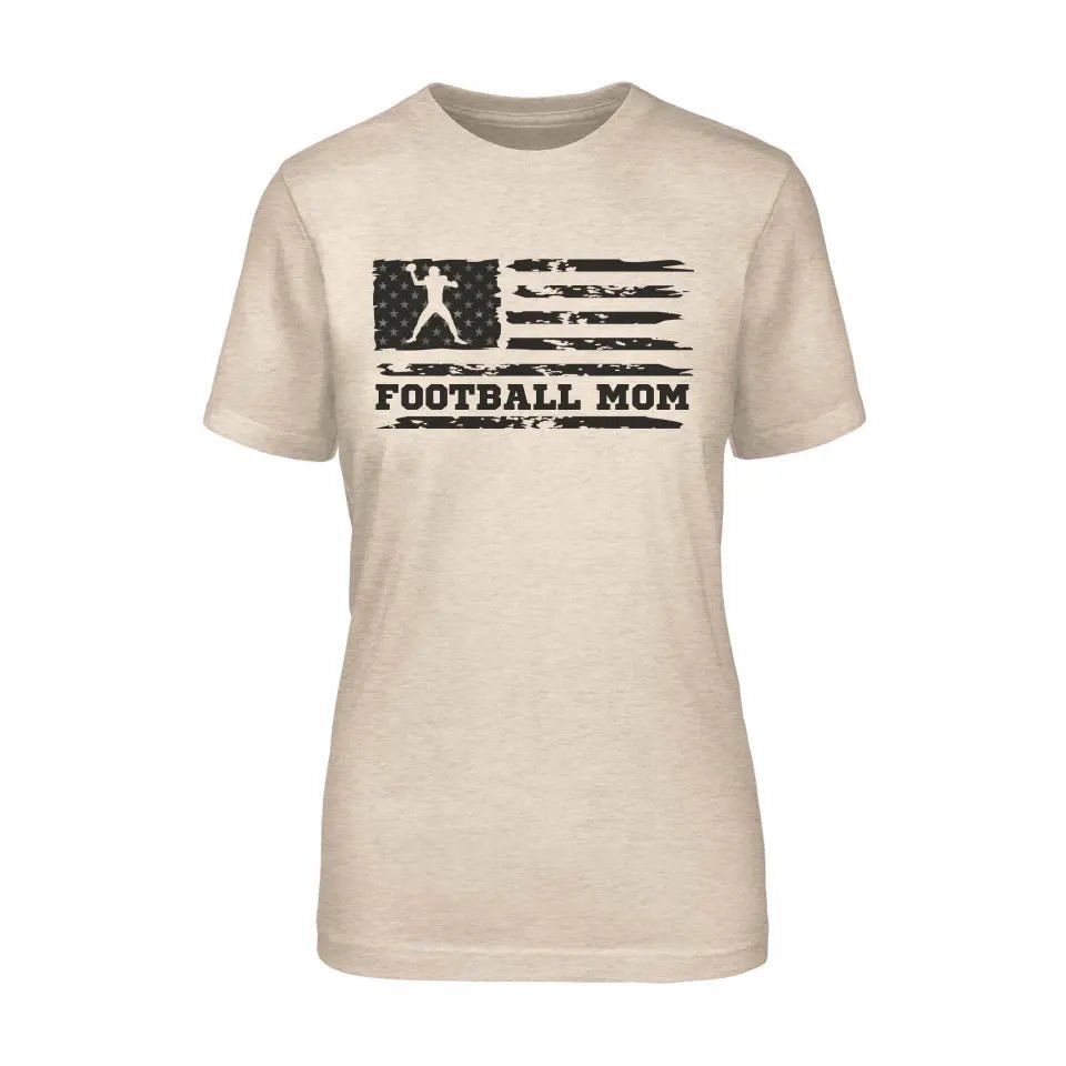 Football Mom Horizontal Flag on a Unisex T-Shirt with a Black Graphic