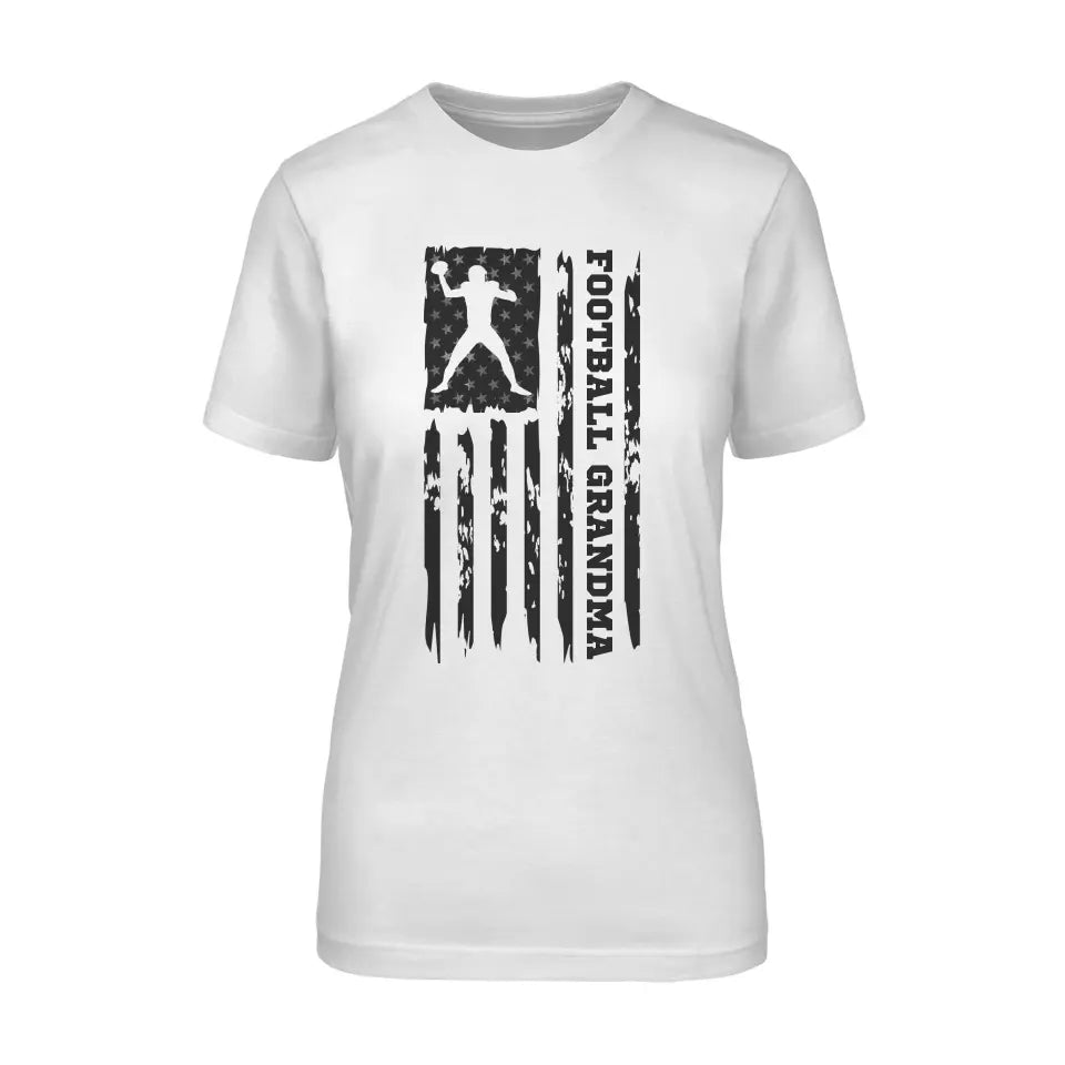 Football Grandma Vertical Flag on a Unisex T-Shirt with a Black Graphic
