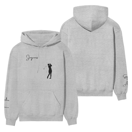 Personalized Golf on a Hoodie With Modern Bold Designs and Golfer Name on Sleeve on a Hoodie