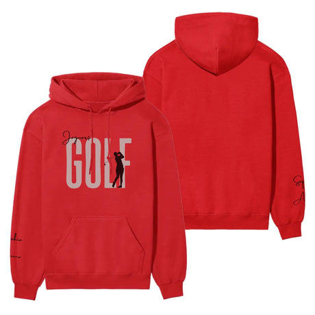 Personalized Golf on a Hoodie With Modern Bold Designs and Golfer Name on Sleeve on a Hoodie
