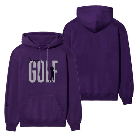 Personalized Golf on a Hoodie With Modern Bold Designs and Golfer Name on Sleeve on a Hoodie