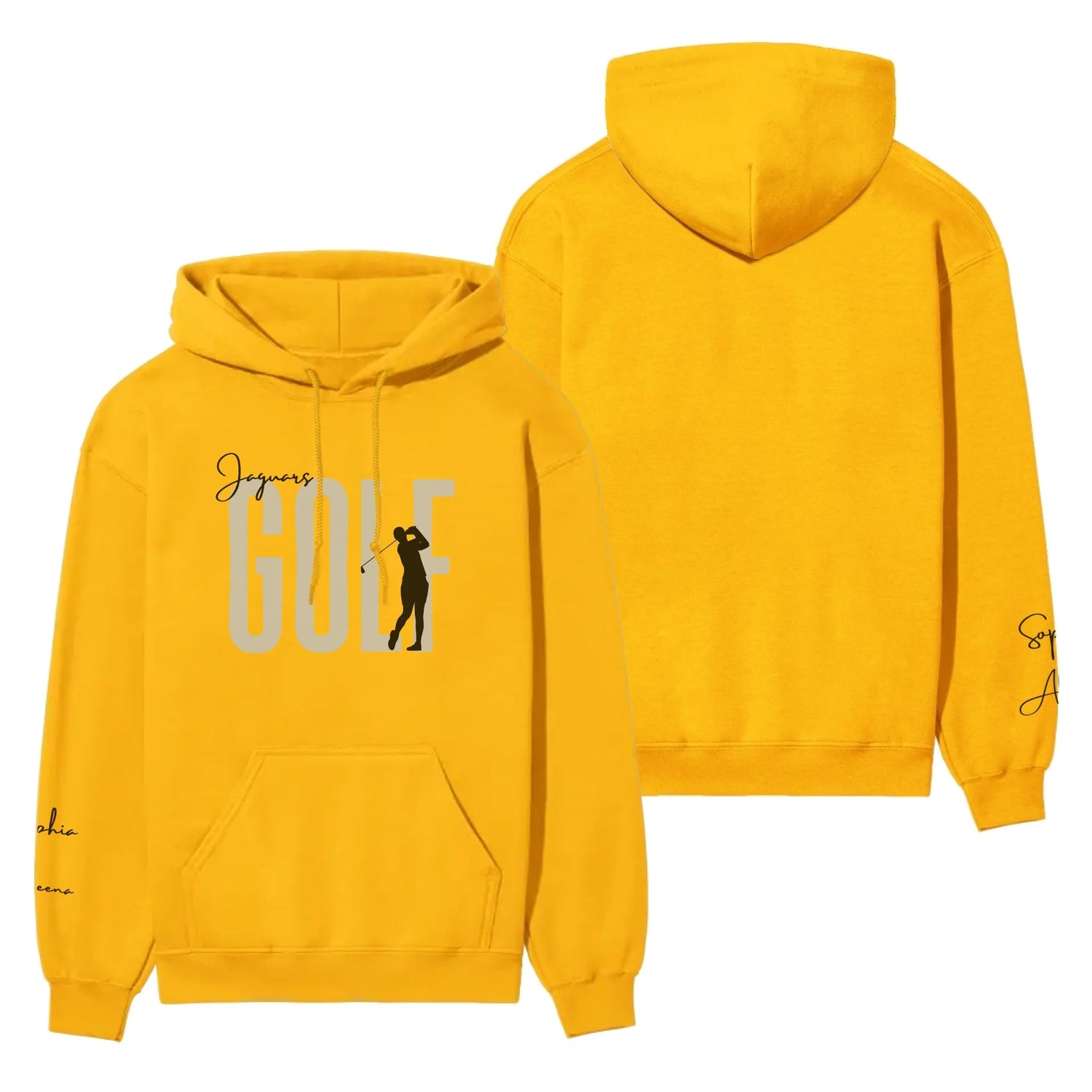 Personalized Golf on a Hoodie With Modern Bold Designs and Golfer Name on Sleeve on a Hoodie