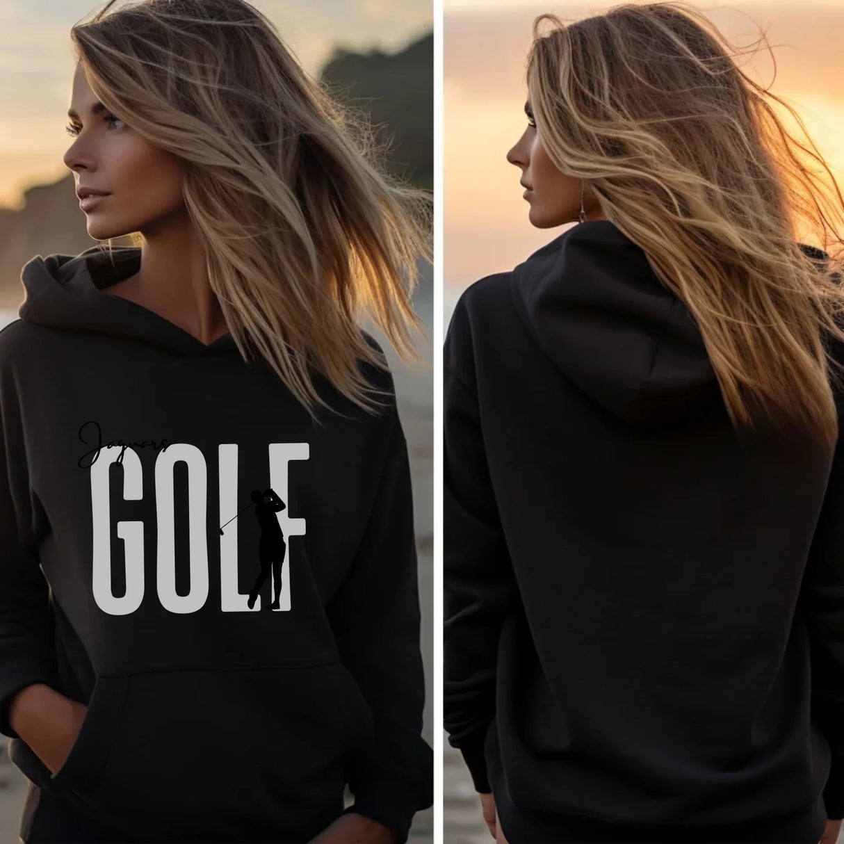 Personalized Golf on a Hoodie With Modern Bold Designs and Golfer Name on Sleeve on a Hoodie