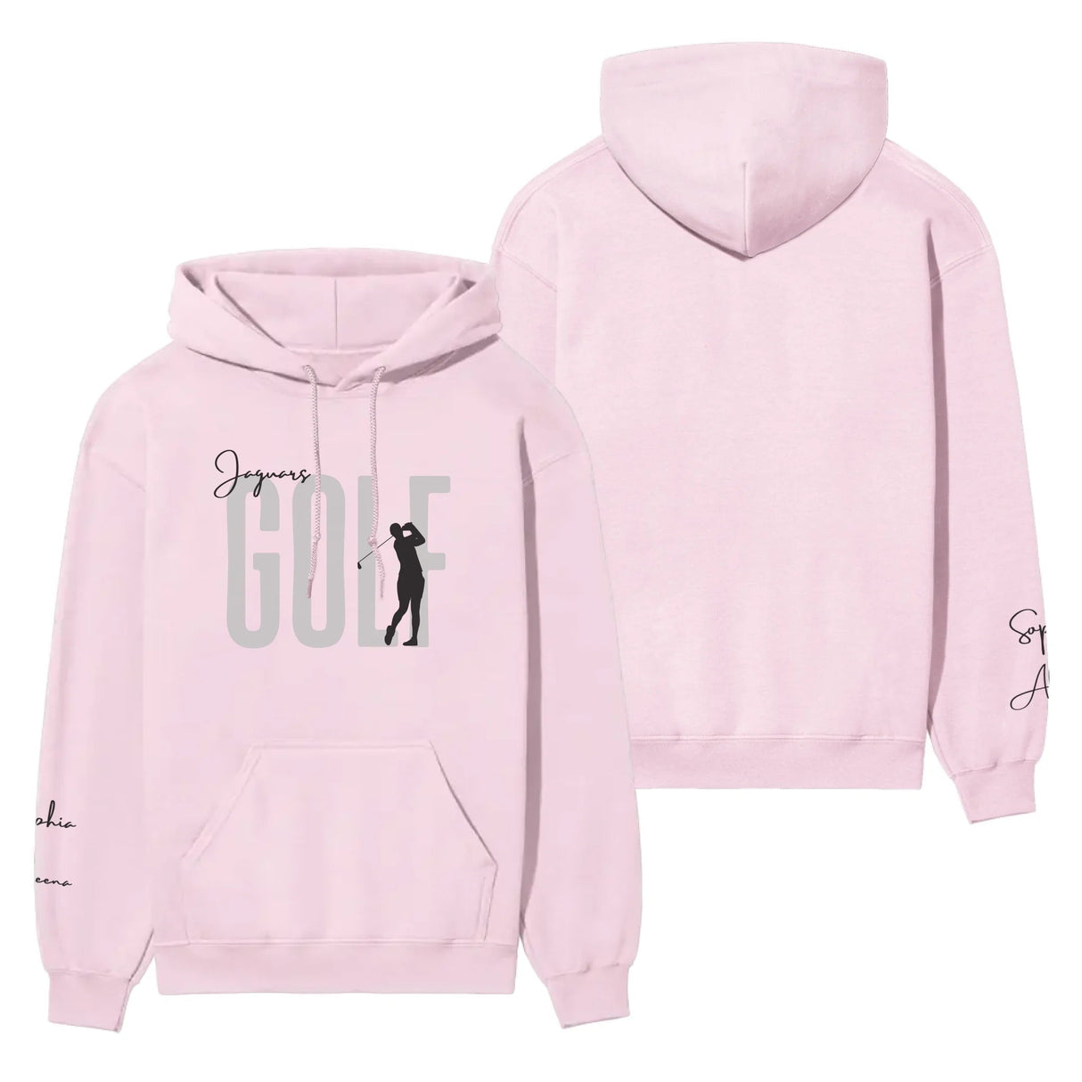 Personalized Golf on a Hoodie With Modern Bold Designs and Golfer Name on Sleeve on a Hoodie