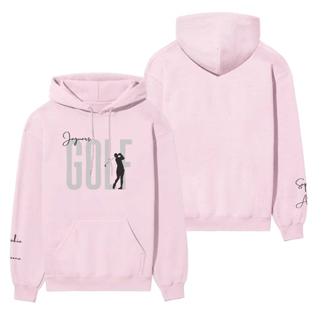Personalized Golf on a Hoodie With Modern Bold Designs and Golfer Name on Sleeve on a Hoodie