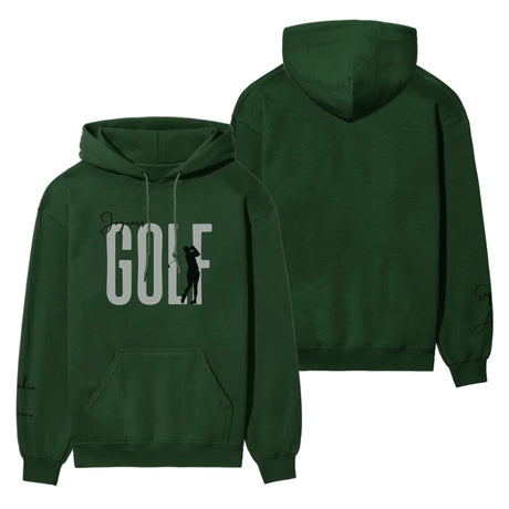 Personalized Golf on a Hoodie With Modern Bold Designs and Golfer Name on Sleeve on a Hoodie