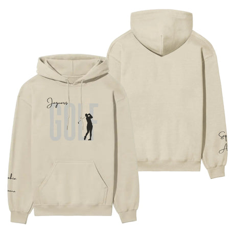 Personalized Golf on a Hoodie With Modern Bold Designs and Golfer Name on Sleeve on a Hoodie
