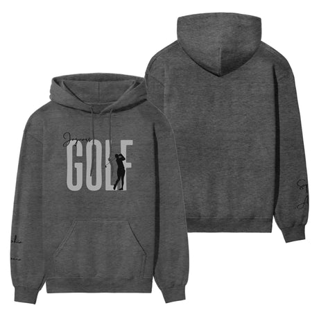 Personalized Golf on a Hoodie With Modern Bold Designs and Golfer Name on Sleeve on a Hoodie