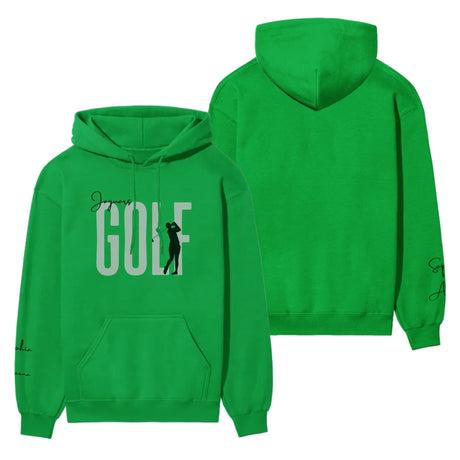 Personalized Golf on a Hoodie With Modern Bold Designs and Golfer Name on Sleeve on a Hoodie
