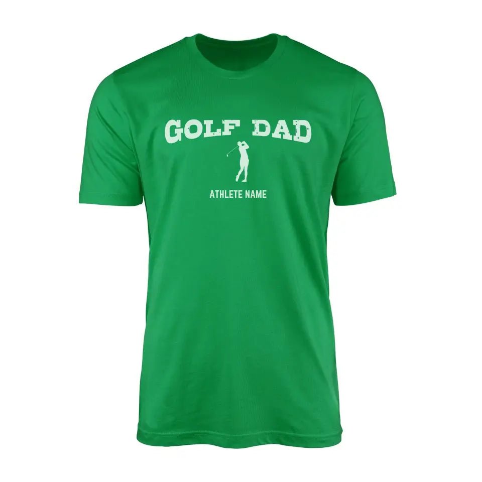 Golf Dad with Golfer Icon and Golfer Name on a Men's T-Shirt with a White Graphic