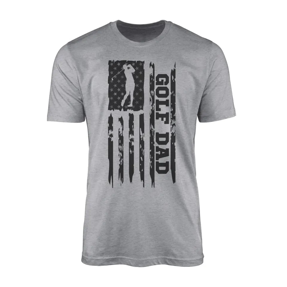 Golf Dad Vertical Flag on a Men's T-Shirt with a Black Graphic