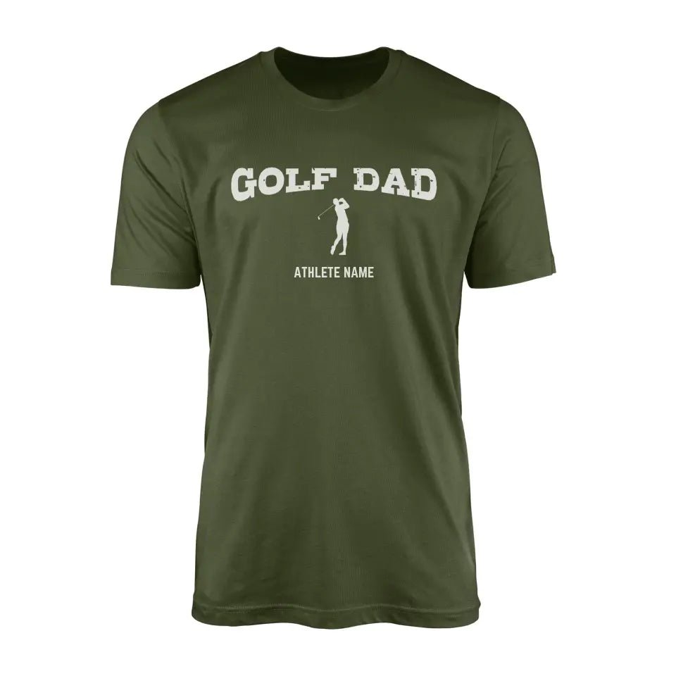 Golf Dad with Golfer Icon and Golfer Name on a Men's T-Shirt with a White Graphic