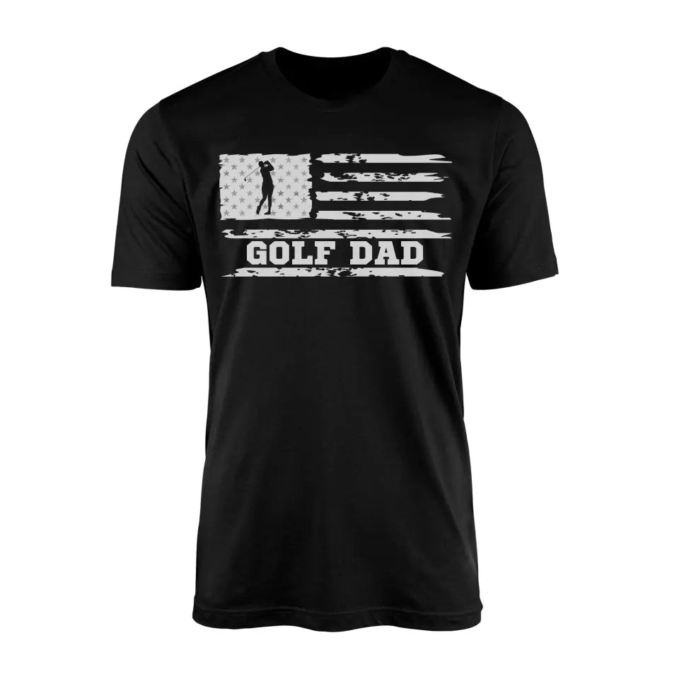 Golf Dad Horizontal Flag on a Men's T-Shirt with a White Graphic