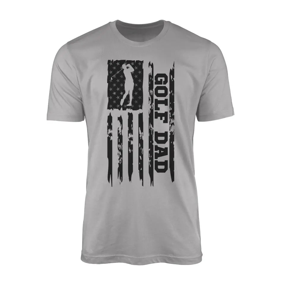 Golf Dad Vertical Flag on a Men's T-Shirt with a Black Graphic