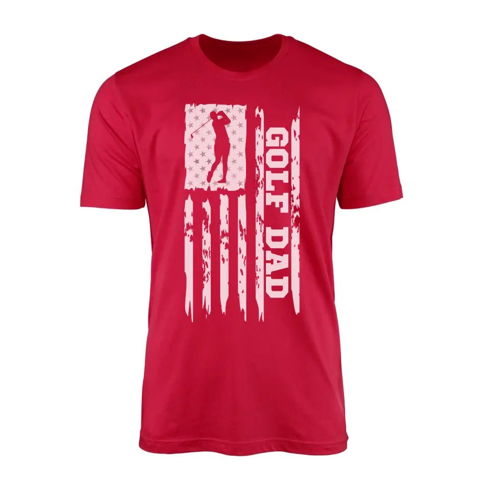 Golf Dad Vertical Flag on a Men's T-Shirt with a White Graphic