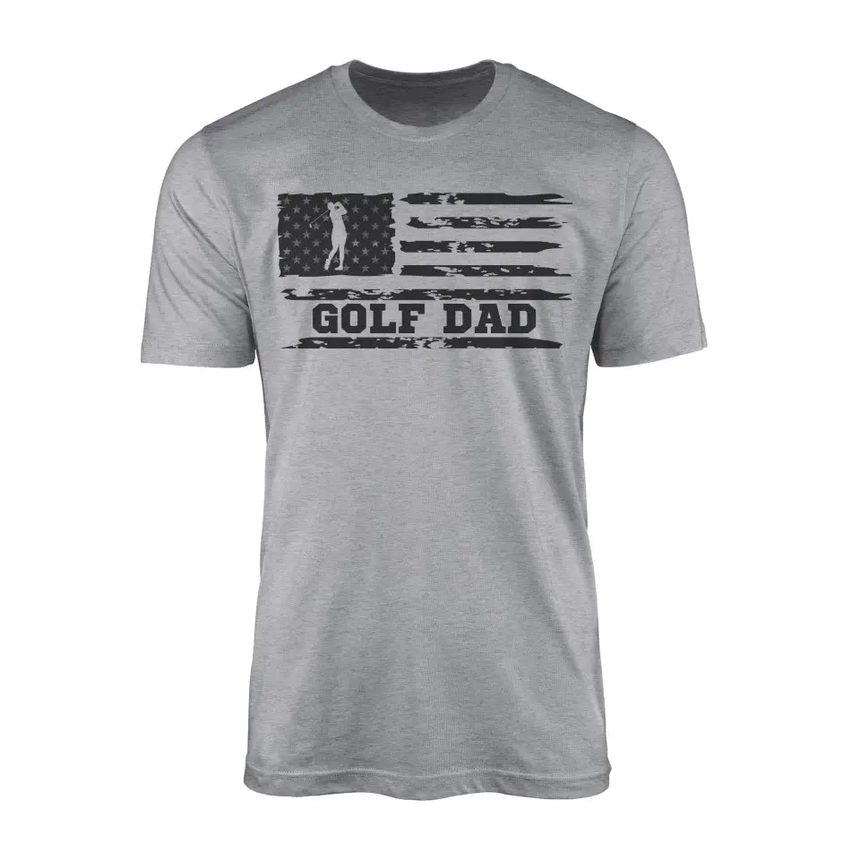 Golf Dad Horizontal Flag on a Men's T-Shirt with a Black Graphic