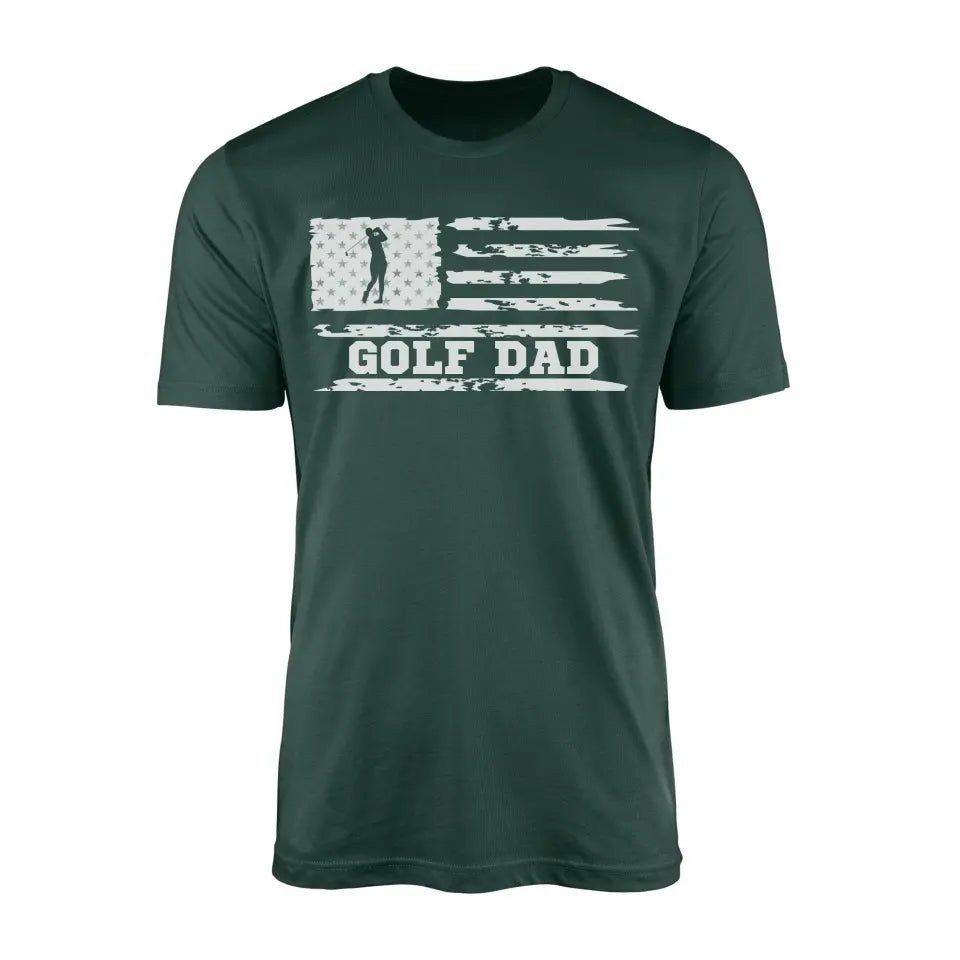Golf Dad Horizontal Flag on a Men's T-Shirt with a White Graphic