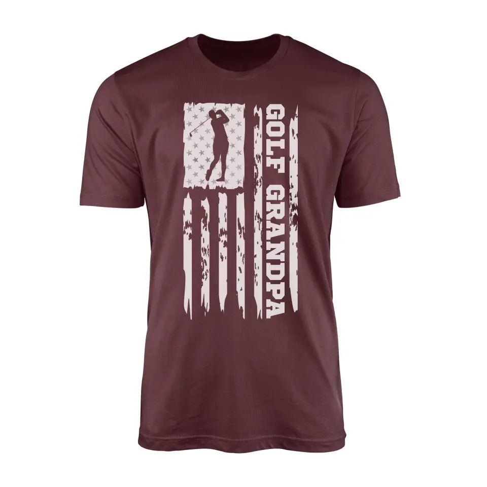 Golf Grandpa Vertical Flag on a Men's T-Shirt with a White Graphic