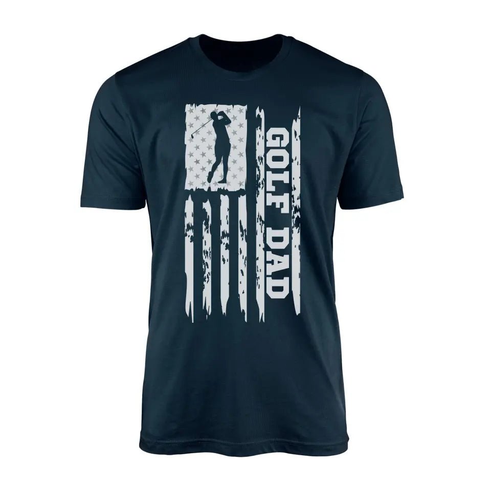 Golf Dad Vertical Flag on a Men's T-Shirt with a White Graphic