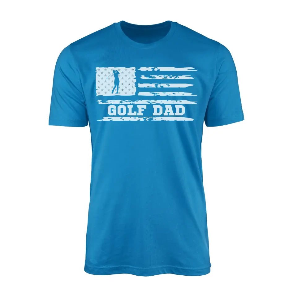 Golf Dad Horizontal Flag on a Men's T-Shirt with a White Graphic