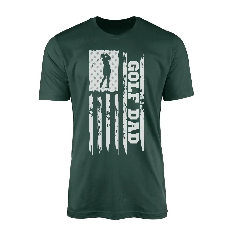 Golf Dad Vertical Flag on a Men's T-Shirt with a White Graphic