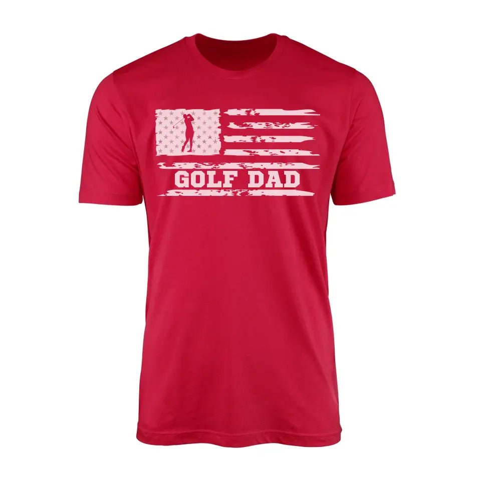 Golf Dad Horizontal Flag on a Men's T-Shirt with a White Graphic