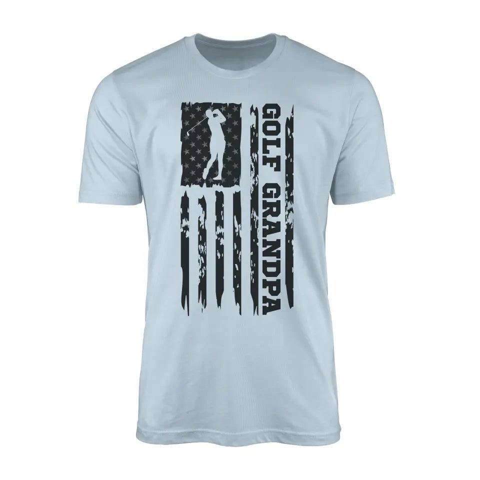 Golf Grandpa Vertical Flag on a Men's T-Shirt with a Black Graphic