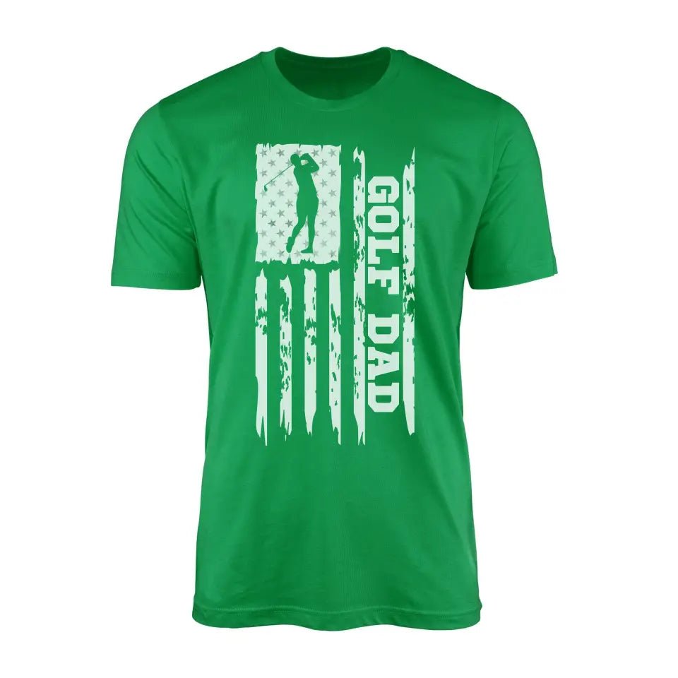 Golf Dad Vertical Flag on a Men's T-Shirt with a White Graphic