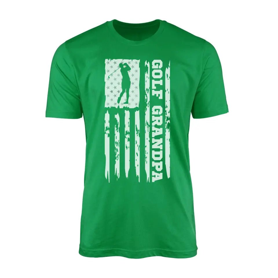 Golf Grandpa Vertical Flag on a Men's T-Shirt with a White Graphic