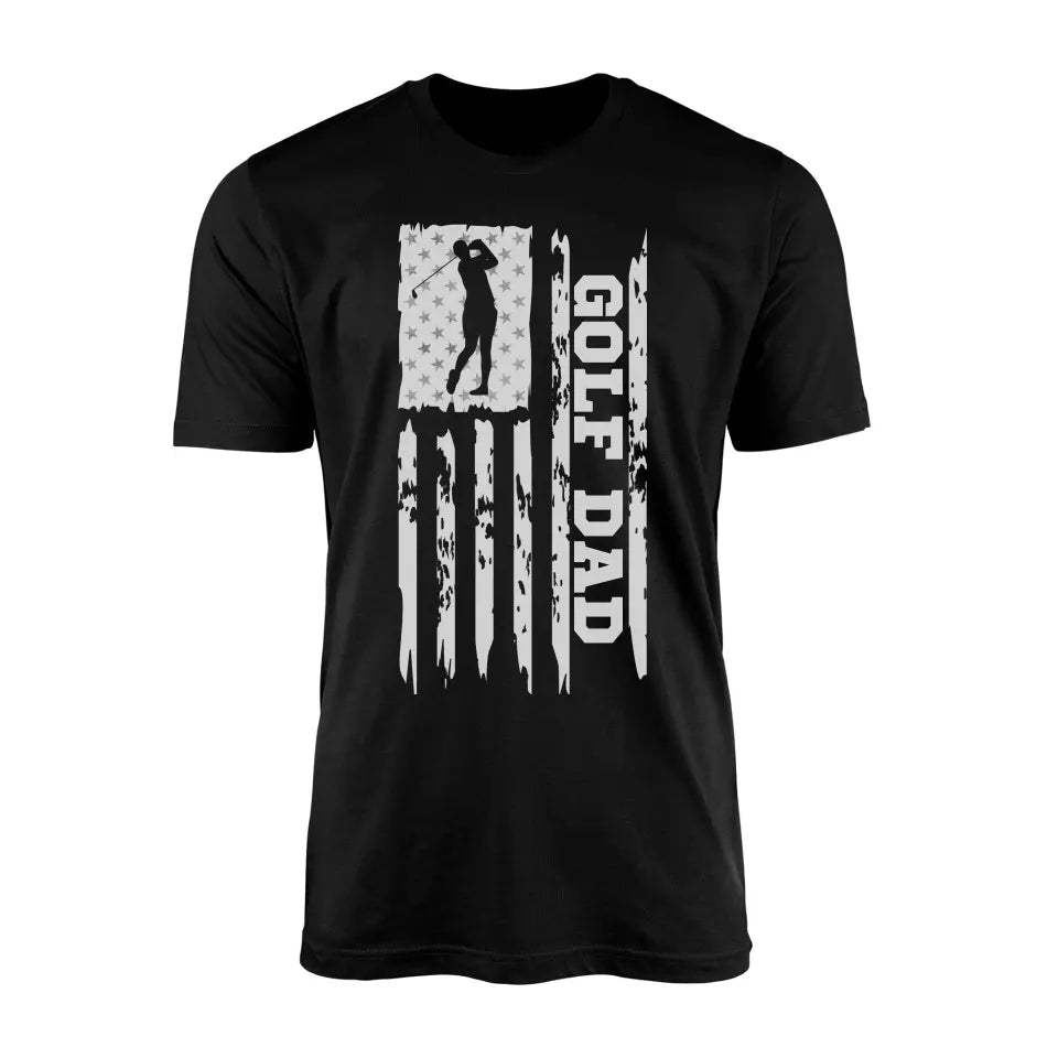 Golf Dad Vertical Flag on a Men's T-Shirt with a White Graphic
