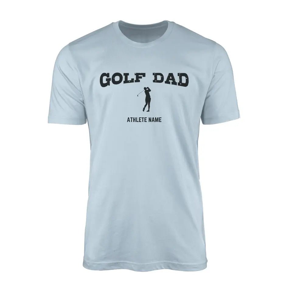 Golf Dad with Golfer Icon and Golfer Name on a Men's T-Shirt with a Black Graphic