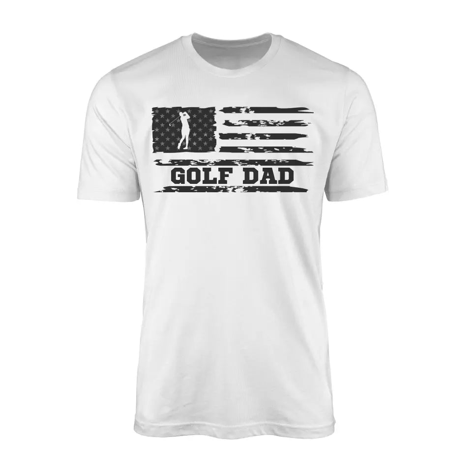 Golf Dad Horizontal Flag on a Men's T-Shirt with a Black Graphic
